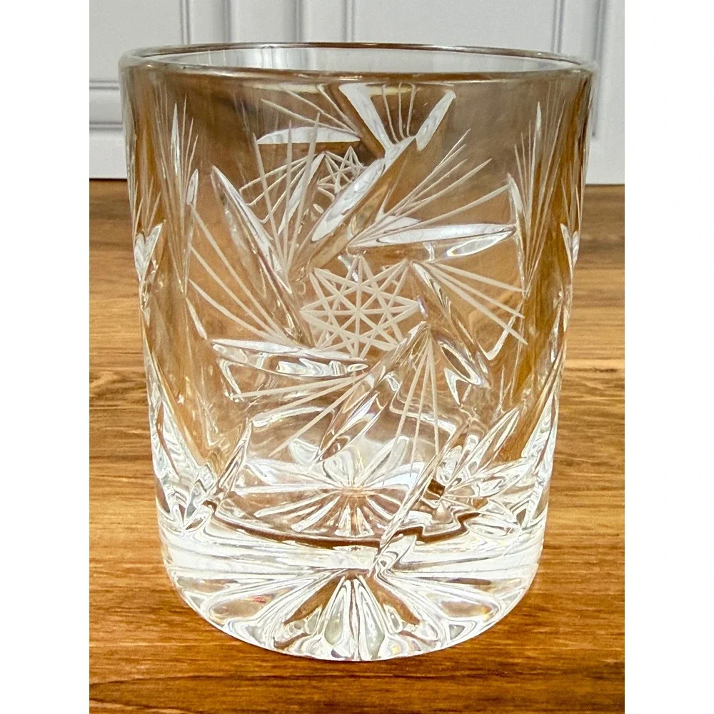 Vintage PAIR of Bohemia Crystal-Crystalex Pinwheel Old‎ Fashioned Glasses EUC